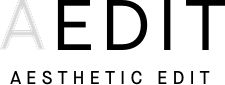 Text design featuring "AEDIT" and "Aesthetic Edit"