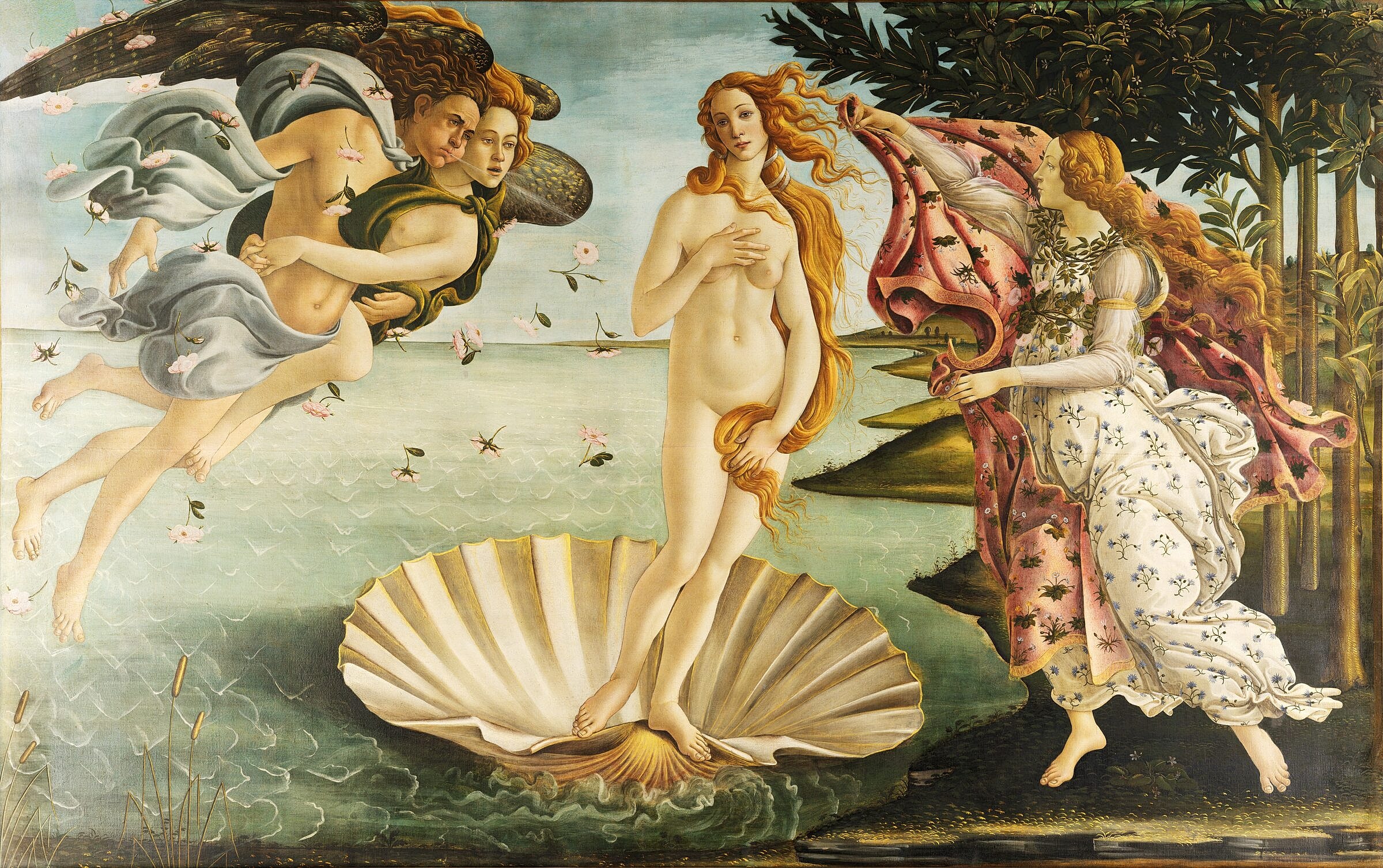Venus emerging from the sea on a shell.