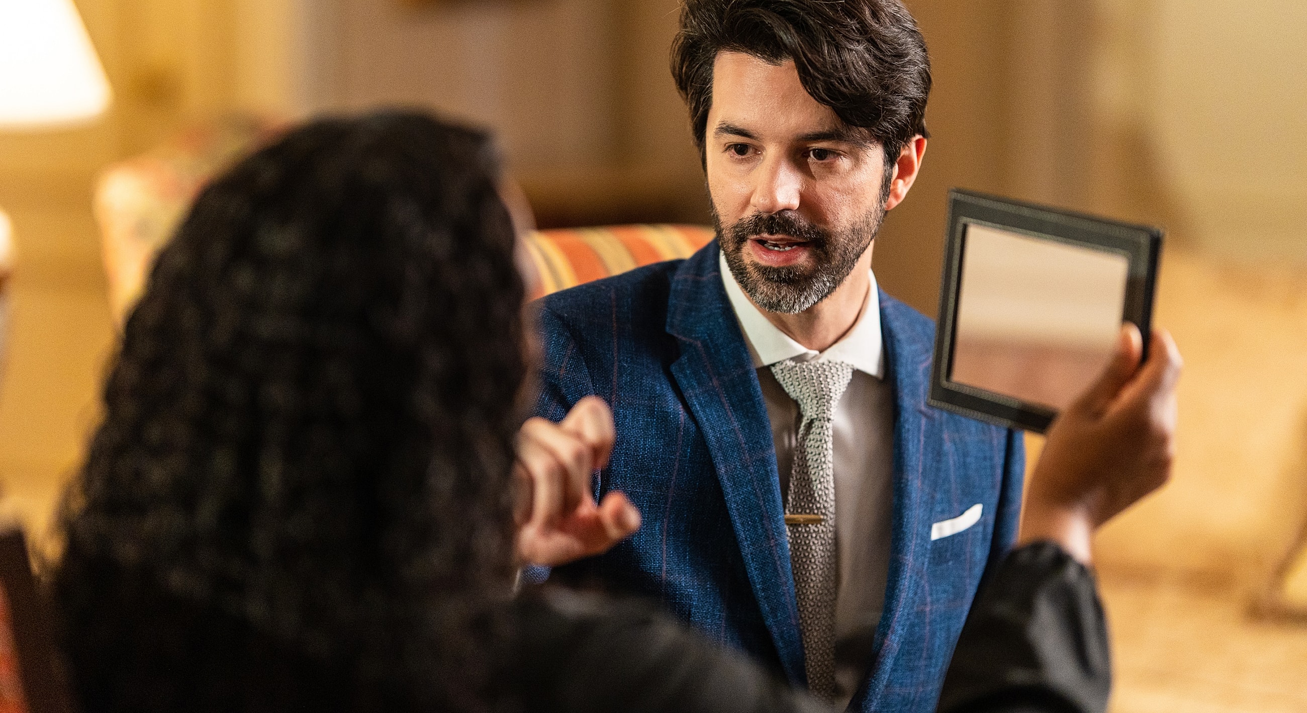 Professional discussion about personal grooming techniques.